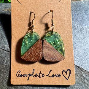 Gorgeous Handcrafted Rectangle Resin & Wood Earrings